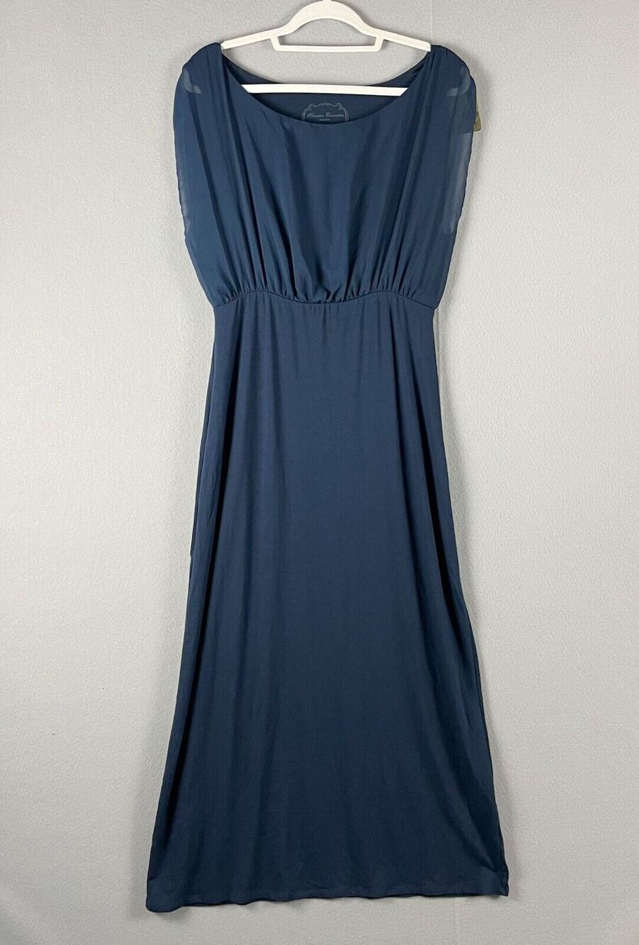 Peruvian Connection Maxi Dress Women Medium Blue Pima Modal  Chiffon Minimal NWT